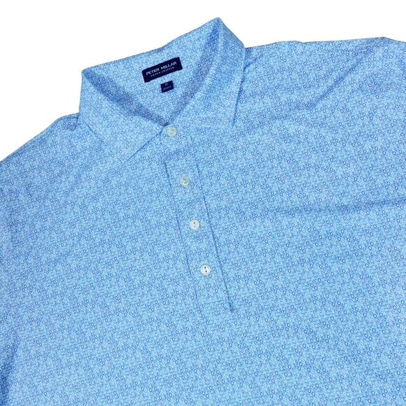 Peter Millar Other - Peter Millar Crown Crafted Blue Geometric PGA National Polo Performance Shirt XL